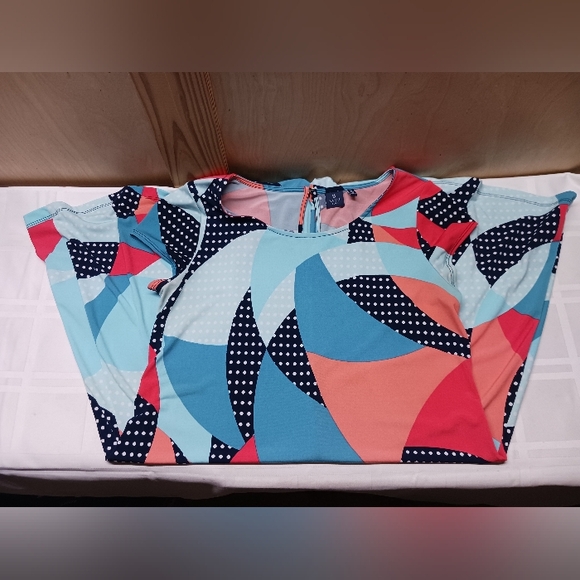 Kaari Blue Dress/ Size M/ Stretch, Pullover, Keyhole, Short Sleeve - Picture 4 of 11